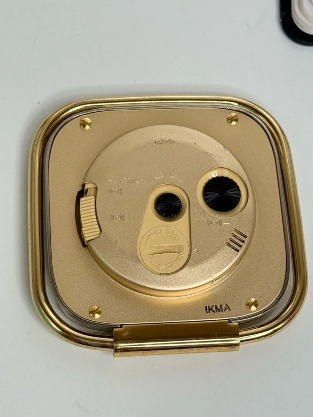 Seiko Gold Travel Alarm Clock - Gold Tone Desk Clock MCM Japanese movement
